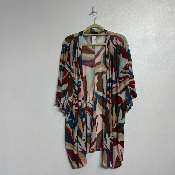 Lane Bryant Veronica Palm Classic Open-Front Mesh Kimono Sz 26/28 NWT - Picture 2 of 12